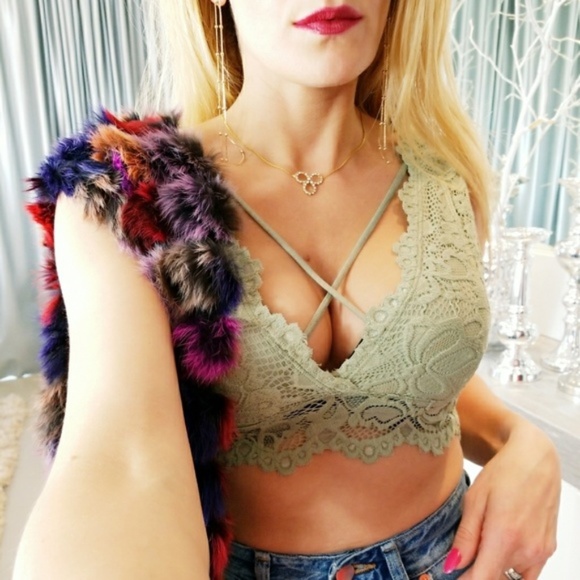 . Tops - SAGE Lace Criss Cross front  Bralette